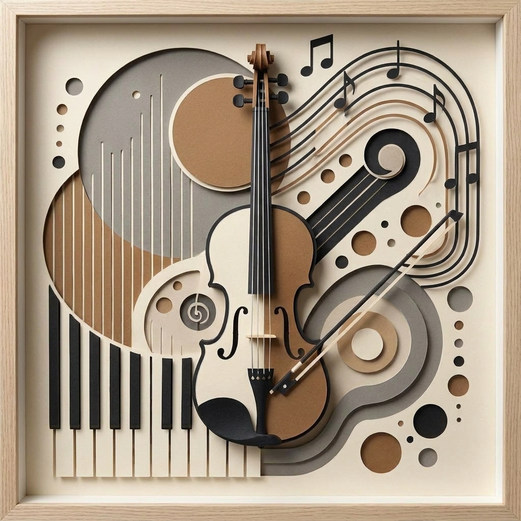 Abstract Guitar Music in the ArtWorld 3D minimalist dimensional style.
