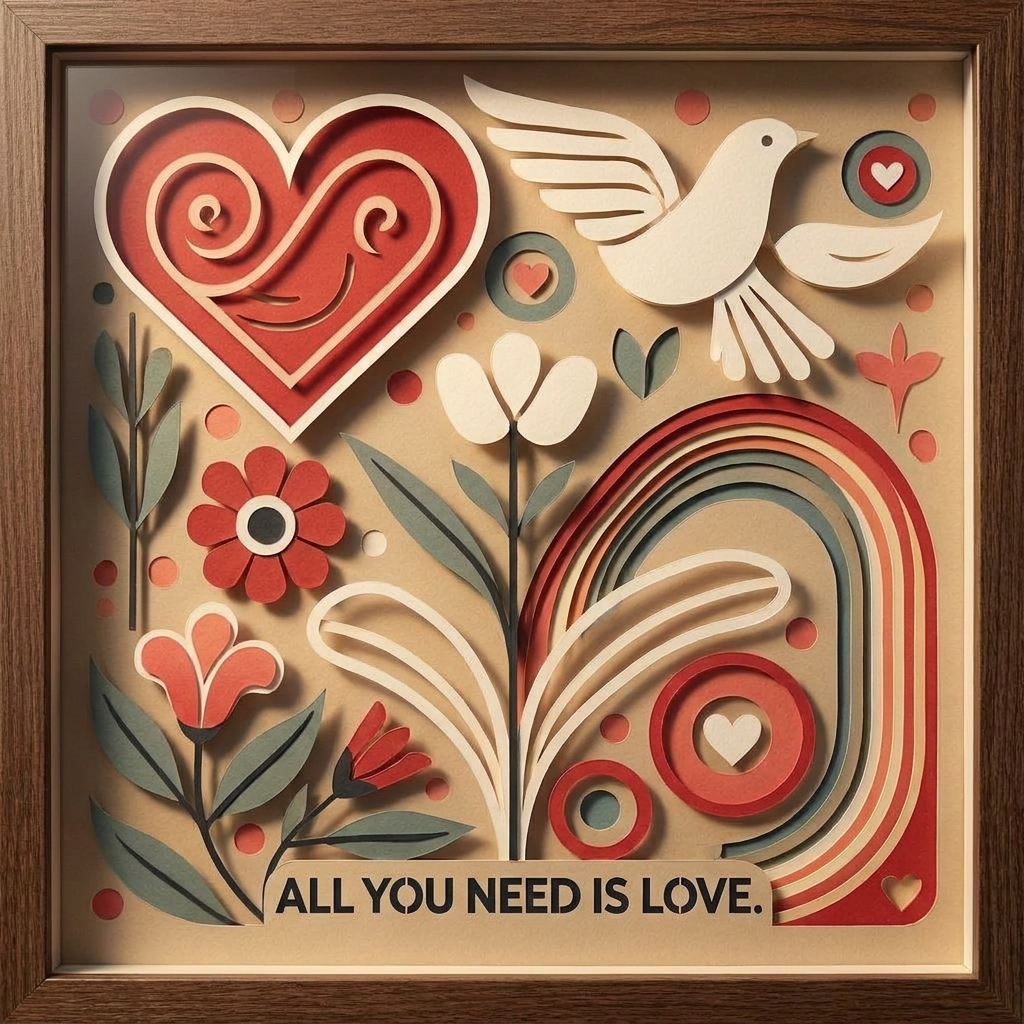 All You Need Is Love in the ArtWorld 3D minimalist dimensional style.