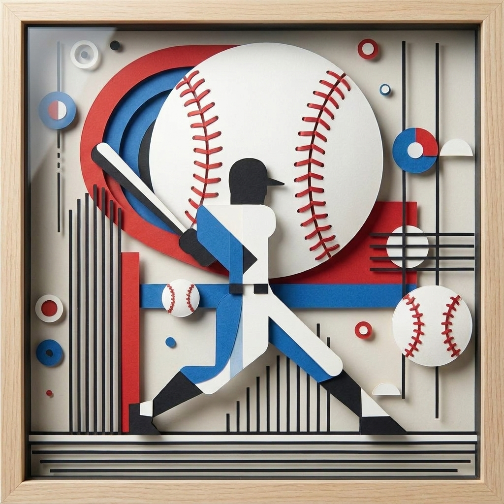 Baseball Americana in the ArtWorld 3D minimalist dimensional style.