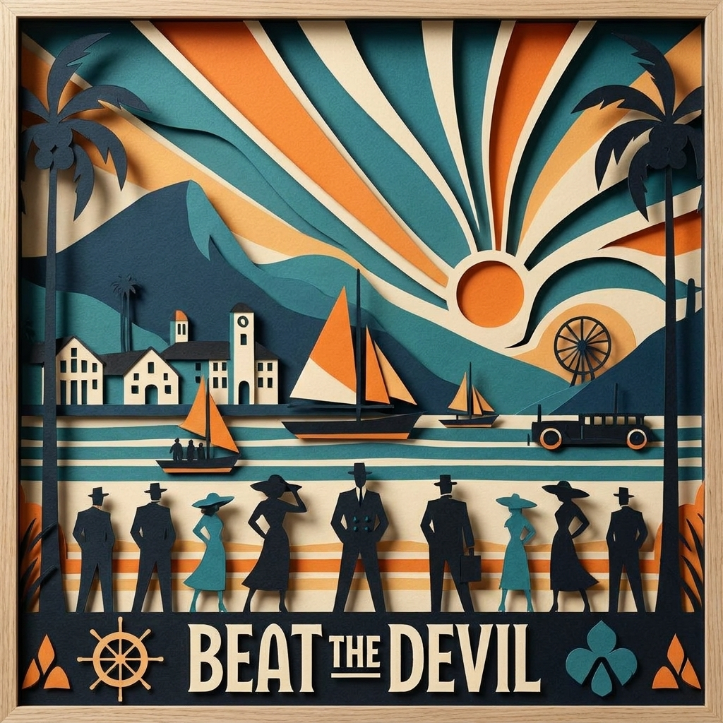 Beat the Devil Retro Poster in the ArtWorld 3D minimalist dimensional style.