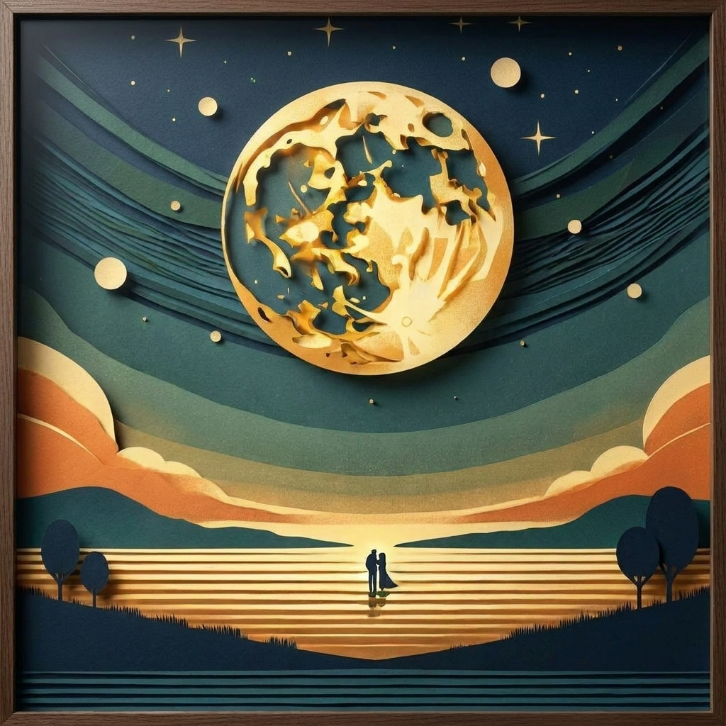 Moonlit Desert Landscape in the ArtWorld 3D minimalist dimensional style.