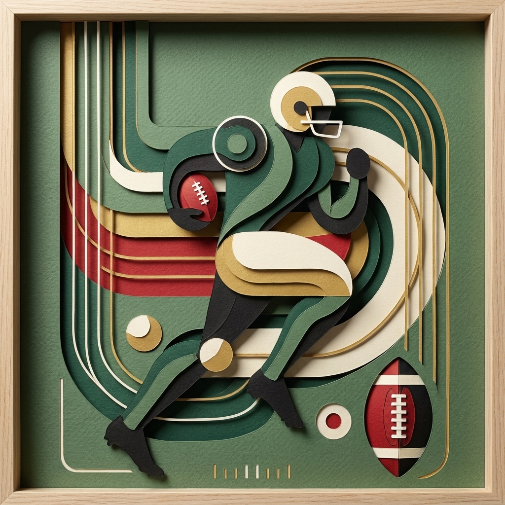 Retro Football Player in the ArtWorld 3D minimalist dimensional style.