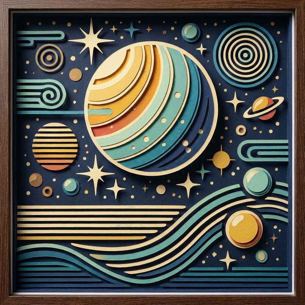 Retro Planets in the ArtWorld 3D minimalist dimensional style.