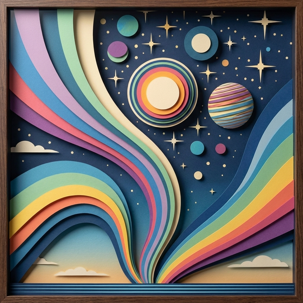 Retro Space Planets in the ArtWorld 3D minimalist dimensional style.