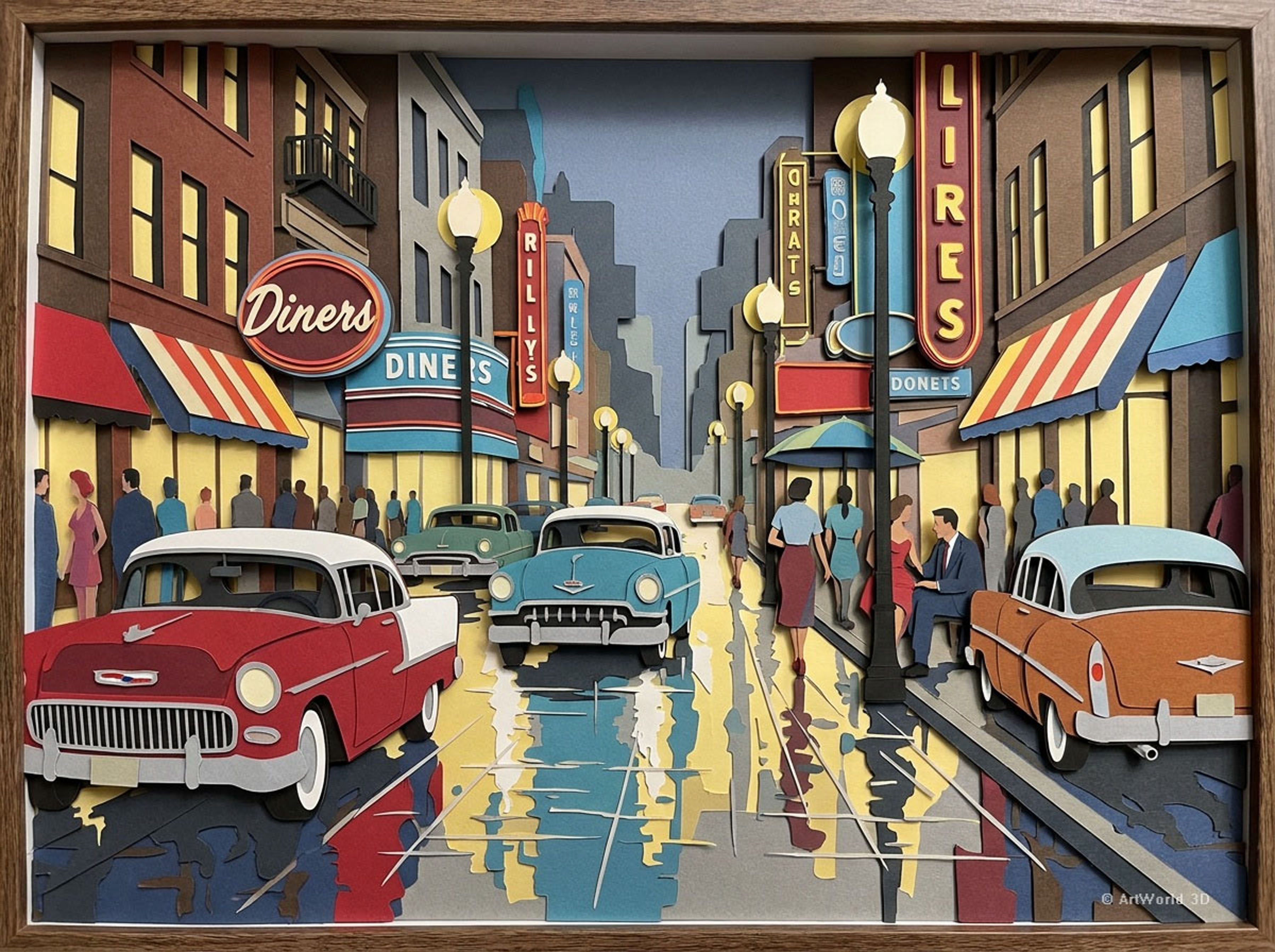 Rainy Downtown ArtWorld 3D artwork.